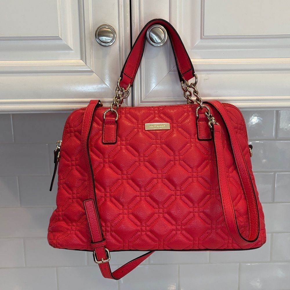 Kate Spade Bag Purse Handbag Leather Rachelle Astor Quilted Convertible Satchel